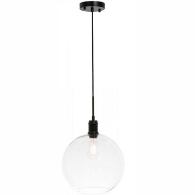 Elegant Lighting Emett 1 light Black and Clear glass pendant