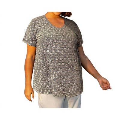 Women's Side Printed Tyler Flair Short Sleeve Top - Plus Size - On The Plus Side