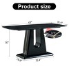 4-6 Seater Imitation Marble Kitchen Table,Table With Glass Tabletop And U Shaped MDF Legs,Rectangular Large Dining Table-Cuddlewood - 4 of 4
