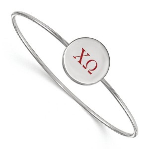 Black Bow Jewelry Sterling Silver Chi Omega Greek Life Bangle Bracelet 7 Inch - 1 of 3