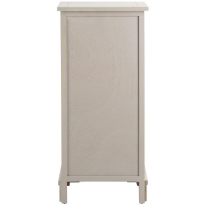 Vintage Grey Pine Wood Accent Cabinet with Wicker Baskets