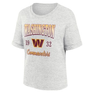 NFL Washington Commanders Women's Oatmeal Heather Rolled Sleeve T-Shirt - 1 of 3
