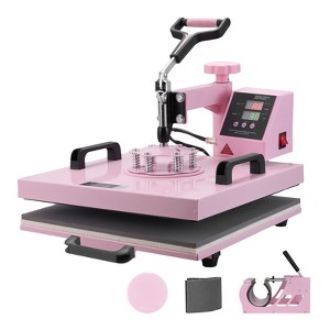 VEVOR Heat Press Machine, 15 x 15 inch, 5 in 1 Heat Transfer Machine with 30 oz Tumbler Press, 360° Swing Away T-Shirt Pressing, Pink - 1 of 4
