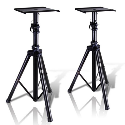 Pyle PSTND32 Universal Tripod Dual Performance Recording Studio Monitor Speaker Stand Mount Kit with Adjustable Height, Black (2 Pack)