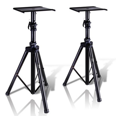 Pyle Adjustable Black Metal Tripod Studio Monitor Speaker Stands, Pair