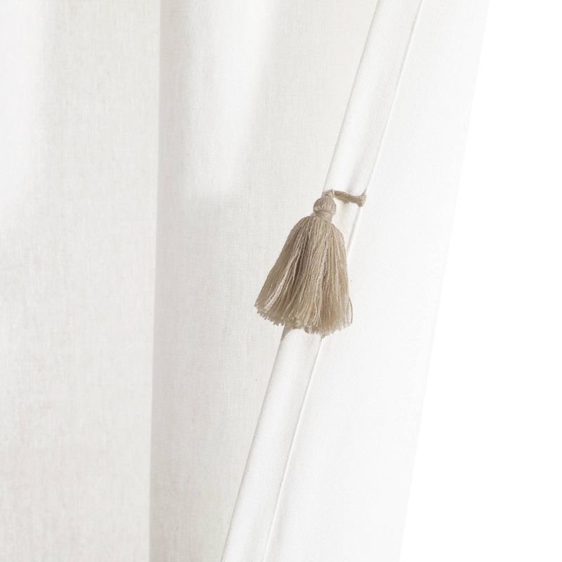 84"x52" Boho Faux Linen Texture Tassel Rod Pocket Window Curtain Panels - Lush Décor, 6 of 8