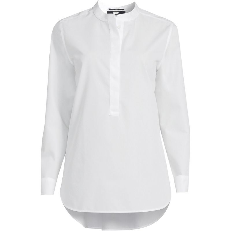 Lands' End Women's No Iron Long Sleeve Banded Collar Popover Shirt, 3 of 6