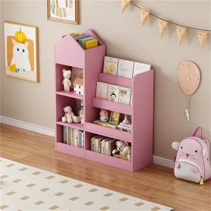 YONWAY Wood Kids Wooden Bookshelf, Kid's Bin Storage Unit with 6 Compartments 2 Baskets Bins Toys Box Organizer for Books, Toys Shelf - 1 of 4