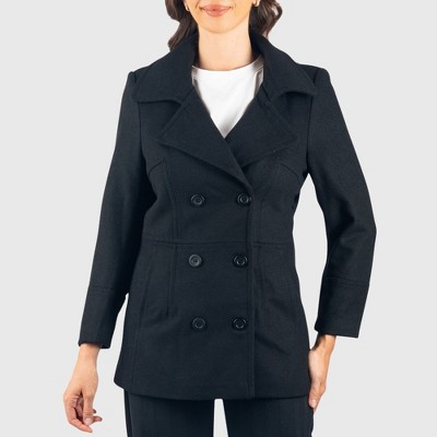 Alpine Swiss Emma Women's Wool Peacoat – Double-Breasted 3/4 Length Overcoat, Stylish & Warm Blazer for Fall & Winter Black 2XL — фото 2