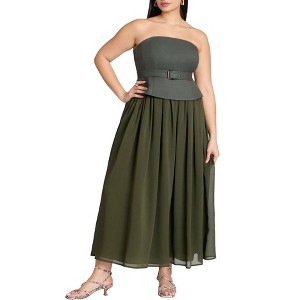ELOQUII Women's Plus Size Strapless Flowy Maxi Dress - 1 of 3