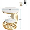 COWLOWN Round End Table with 2-Tier Storage, Wood & Arc Metal Frame, Side Table for Bedroom or Living Room - 2 of 4