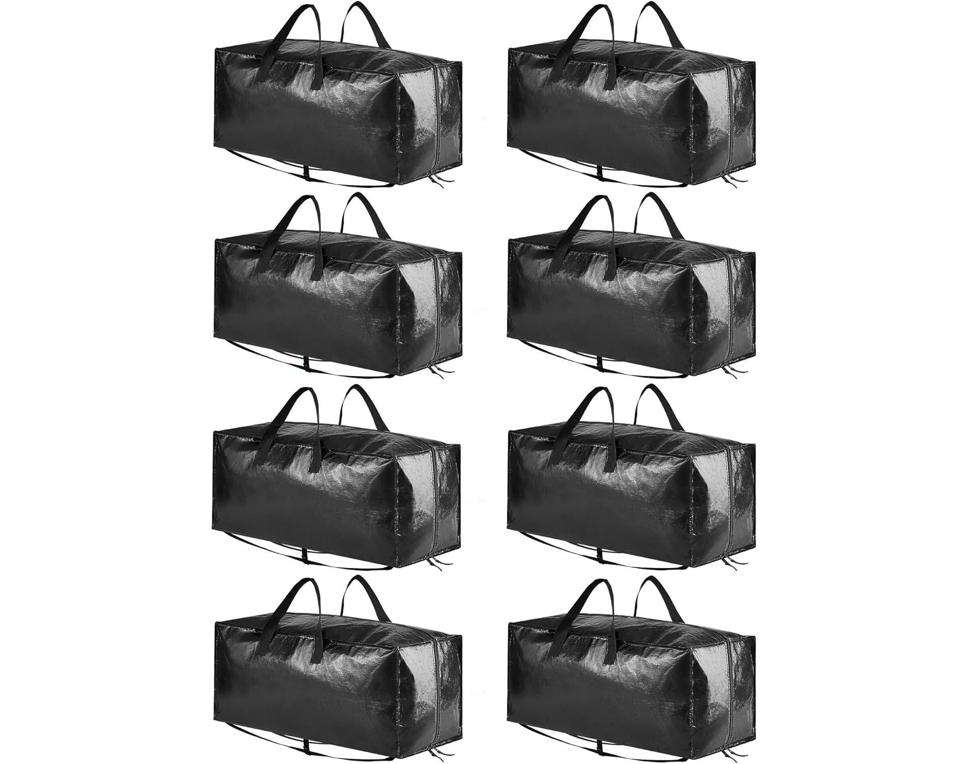 8pc Extra Large Heavy Duty Moving Bags – Durable Storage Totes with Backpack Straps, Strong Handles & Zippers – Ideal for Packing & Moving