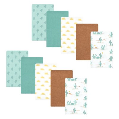 Image of Hudson Baby Cotton Flannel Burp Cloths, Desert Cactus 10-Pack, One Size