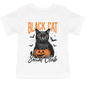 Black Cat Social Club Pumpkin - Youth Short Sleeve Graphic T-Shirt and Toddler Short Sleeve Graphic T-Shirt - 1 of 3