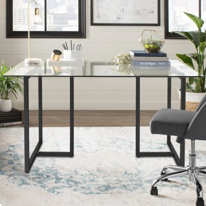 Contemporary Ming 55" Dining Table with Clear Tempered Transparent Glass Tabletop-Maison Boucle - 1 of 4