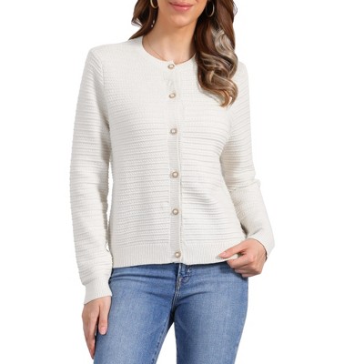 INSPIRE CHIC Women's Crew Neck Long Sleeve Button Down Casual Sweater Knitted Cardigan