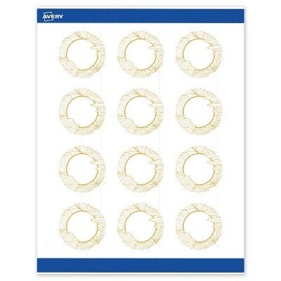 Avery Round Labels, Gold Florals, 2" Diameter, 120 Total