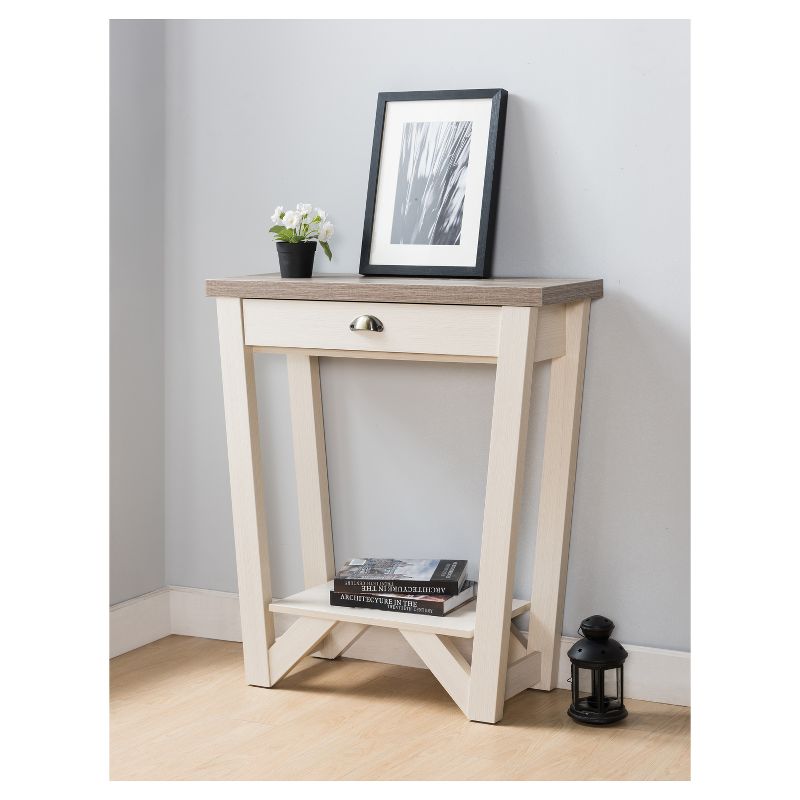 Risa Contemporary 1 Drawer Console Table Ivory /Light Oak - HOMES: Inside + Out, 3 of 5
