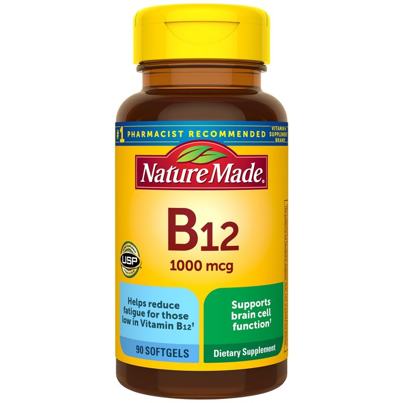 Nature Made Vitamin B12 1000mcg Convert Food into Cellular Energy Support Nervous System Softgels - Non Vegetarian, 1 of 10
