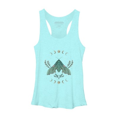 Women's Design By Humans Luna and Moth By EpisodicDrawing Racerback Tank Top