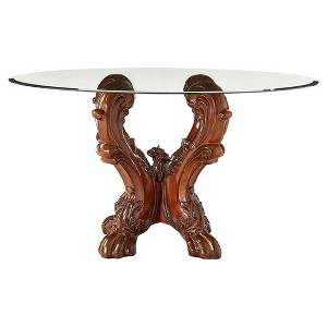 54" Dresden Dining Table Cherry Oak/Clear Glass - Acme Furniture: Elegant Pedestal Base, Seats 4, Non-Extension - 1 of 4