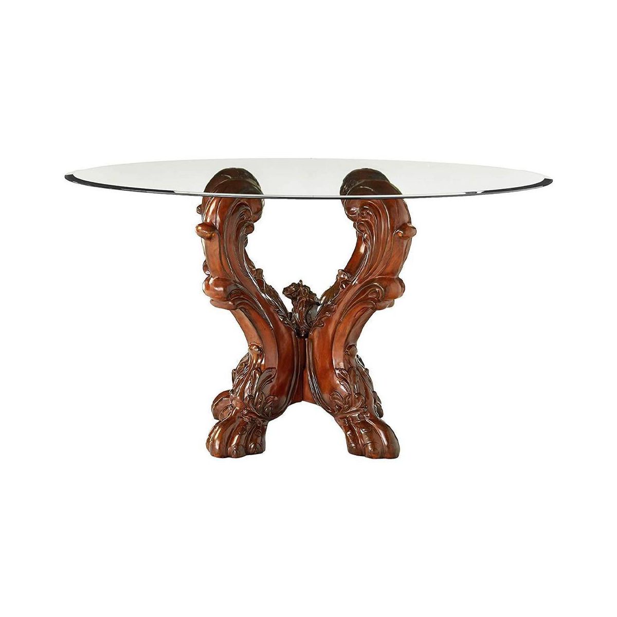 54" Dresden Dining Table Cherry Oak/Clear Glass - Acme Furniture: Elegant Pedestal Base, Seats 4, Non-Extension