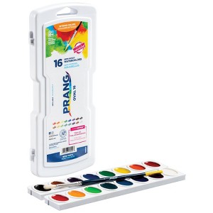 Prang® Semi-Moist Watercolor Paint Set, 16-Color Oval Pan with Brush - 1 of 4