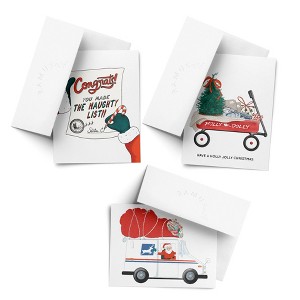 Christmas Wagon, Santa Delivery Man, Naughty List Winter/Holiday/Christmas Greeting Card Pack Sets (3 ct, Assorted) by Ramus & Co - 1 of 4