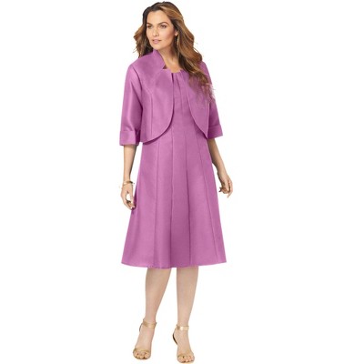 Roaman's Women's Plus Size Fit And Flare Jacket Suit Dress