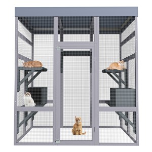 Gulches 63in H x 63in W x 31in D SkyCatio Cat Enclosure Gray 1 Pack Multi Cat Livestock Supplies Product type - 1 of 4