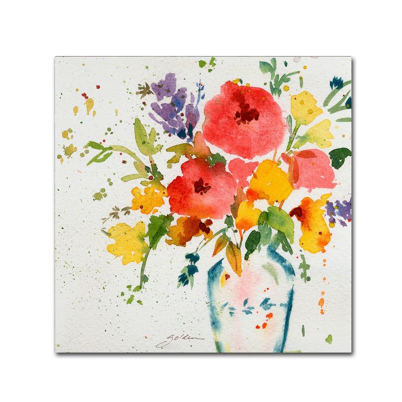 Trademark Fine Art -Sheila Golden 'White Vase with Bright Flowers' Canvas A, 1 of 2
