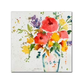 Trademark Fine Art -Sheila Golden 'White Vase with Bright Flowers' Canvas A