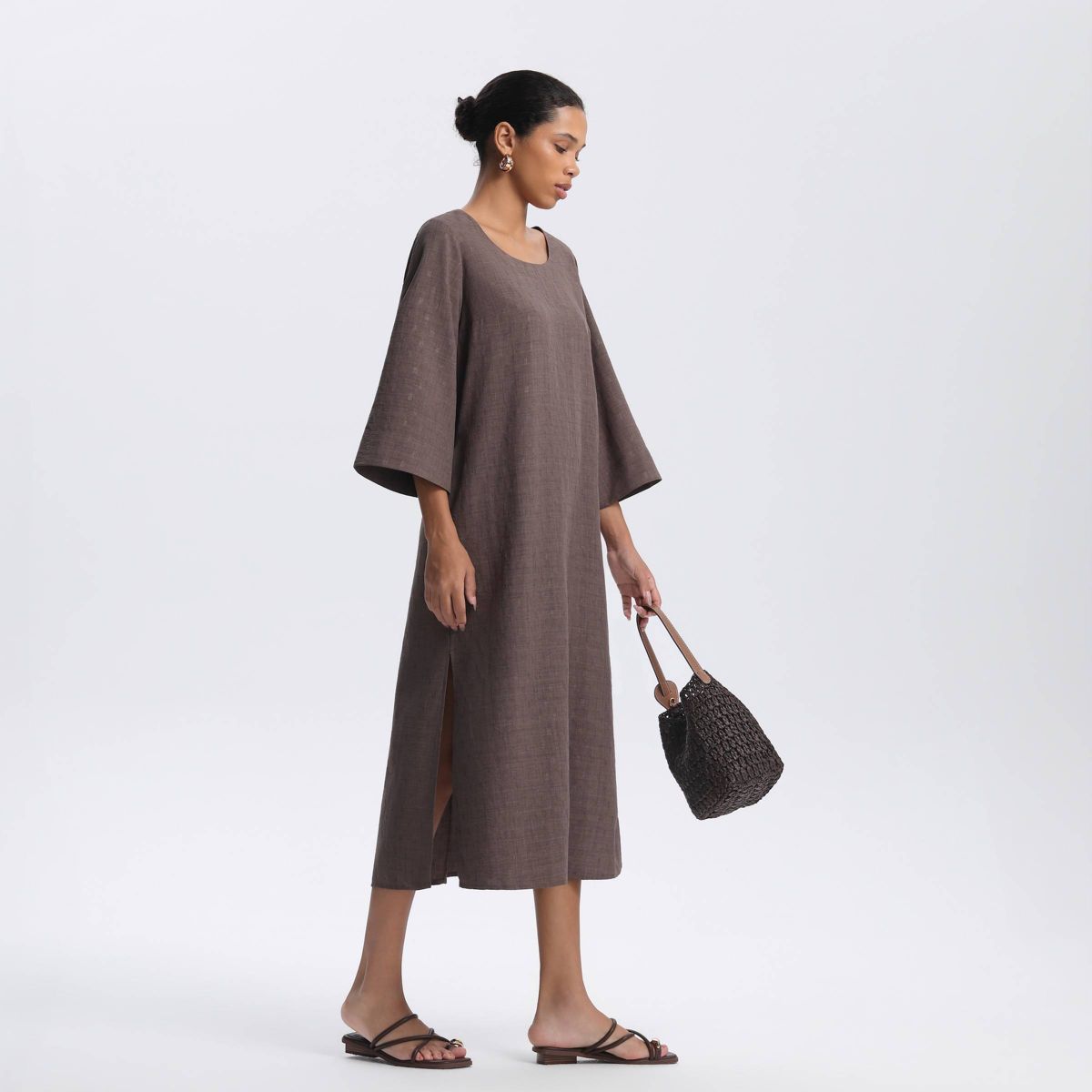 Women's 3/4 Sleeve Midi A-Line Dress - A New Day™ - thumbnail 8