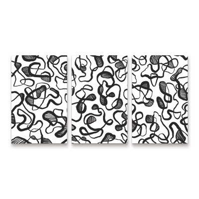 Trademark Fine Art Treechild Abstract Thin Lines Pattern 3 Piece Panel Set Art