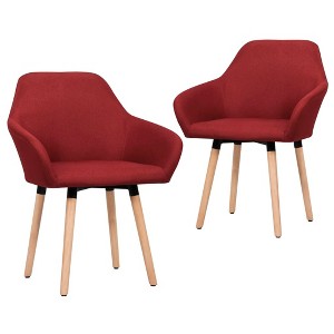 CLIHOME Modern Style Soft Pack Dining Armchair,Thickened Sponge Pad, Comfortable Backrest,Fabric Indoor Dining Chairs (Set of 2) - 1 of 4