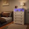 4 Drawer Wooden Dresser for Bedroom Closet Bedside,Chest of Drawers with Charging Station&LED for Nursery Living Room,Narrow Storage Nightstand - 4 of 4