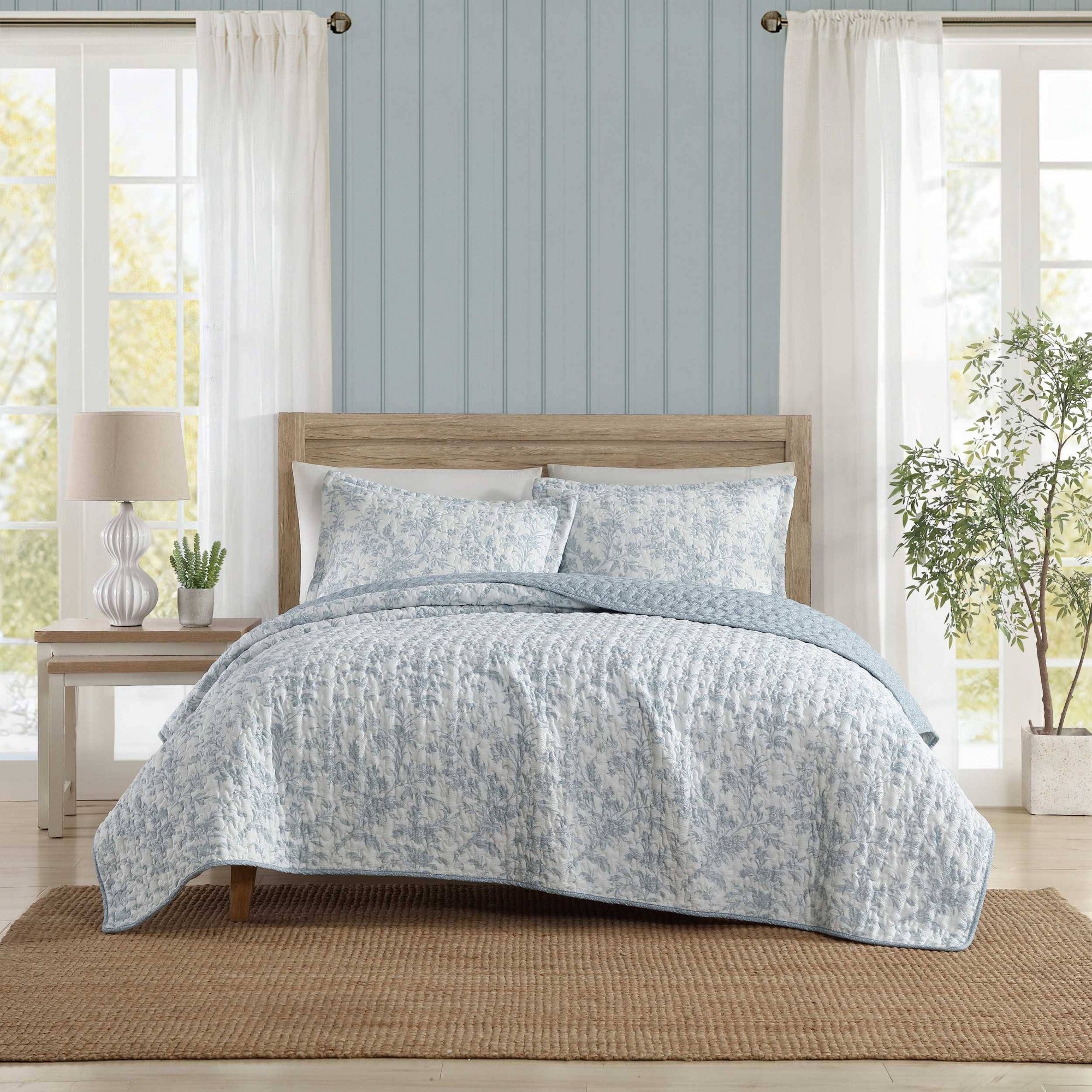 Laura Ashley 3pc Full/Queen Amberly Quilt Bedding Set Blue