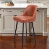 HomeRoots 26" Brown And Black Faux Leather And Steel Counter Height Swivel Bar Chair - 2 of 4