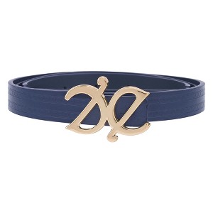 INSPIRE CHIC Women Reversible Faux Leather 0.7" Width Jacquard with Gold Buckle Belts 1Pc - 1 of 4