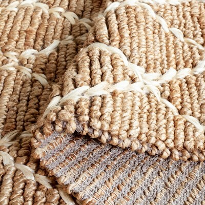 Natural Brown Geometric Handwoven Jute Area Rug 2' x 3'