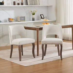 CAVINAS Upholstered Dining Chairs Set of 2,Farmhouse Kitchen Chairs with Solid Wood Legs,Dining Room Chairs with Copper Nailhead Detail - 1 of 4