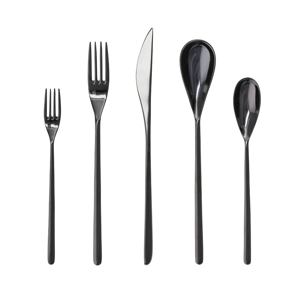 Photos - Other Appliances 5pc Stainless Steel Dragonfly Silverware Set Black - Fortessa Tableware So