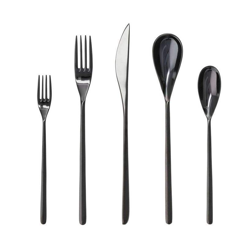 5pc Stainless Steel Dragonfly Silverware Set Black - Fortessa Tableware Solutions, 1 of 5