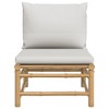 VidaXL Patio Middle Sofa with Light Gray Cushions Bamboo - 3 of 4