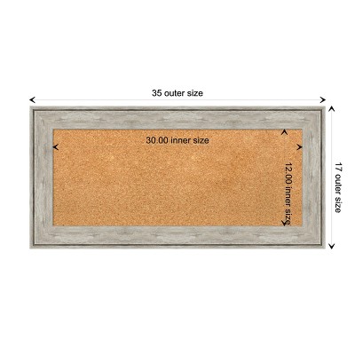 Natural Cork Board with Crackled Metallic Frame, 35" x 17"