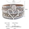 Leather Wrap Bracelet with Heart-Shape Decor & Crystal Beads, Bohemian Cuff Bangle for Women & Girls - 2 of 4