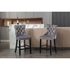 COWLOWN Set of 2 Modern Velvet Bar Stools, Wooden Legs & Nailhead Trim, 300lb Capacity - 4 of 4