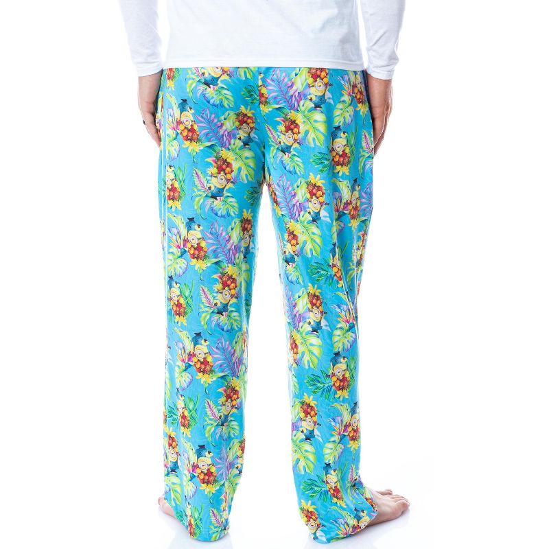 Despicable Me Mens' Minions Tropical Tossed Print Sleep Pajama Pants Blue, 4 of 5