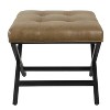 HomePop X-Design Bench Faux Leather Brown: Modern Upholstered Ottoman, Bedroom Seating, 250lbs Capacity - 2 of 4