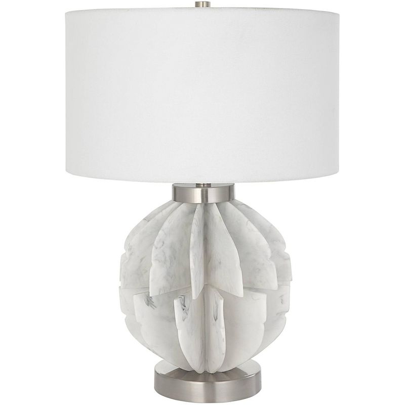 Uttermost Modern Table Lamp 24 1/2" High White Marble Fabric Drum Shade for Bedroom Living Room Nightstand Bedside Night Stand, 1 of 2